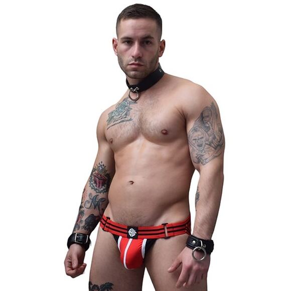 Mens Breedwell "NSA" Red & Black Strapped Bulldog Jockstrap XL - Picture 1 of 4